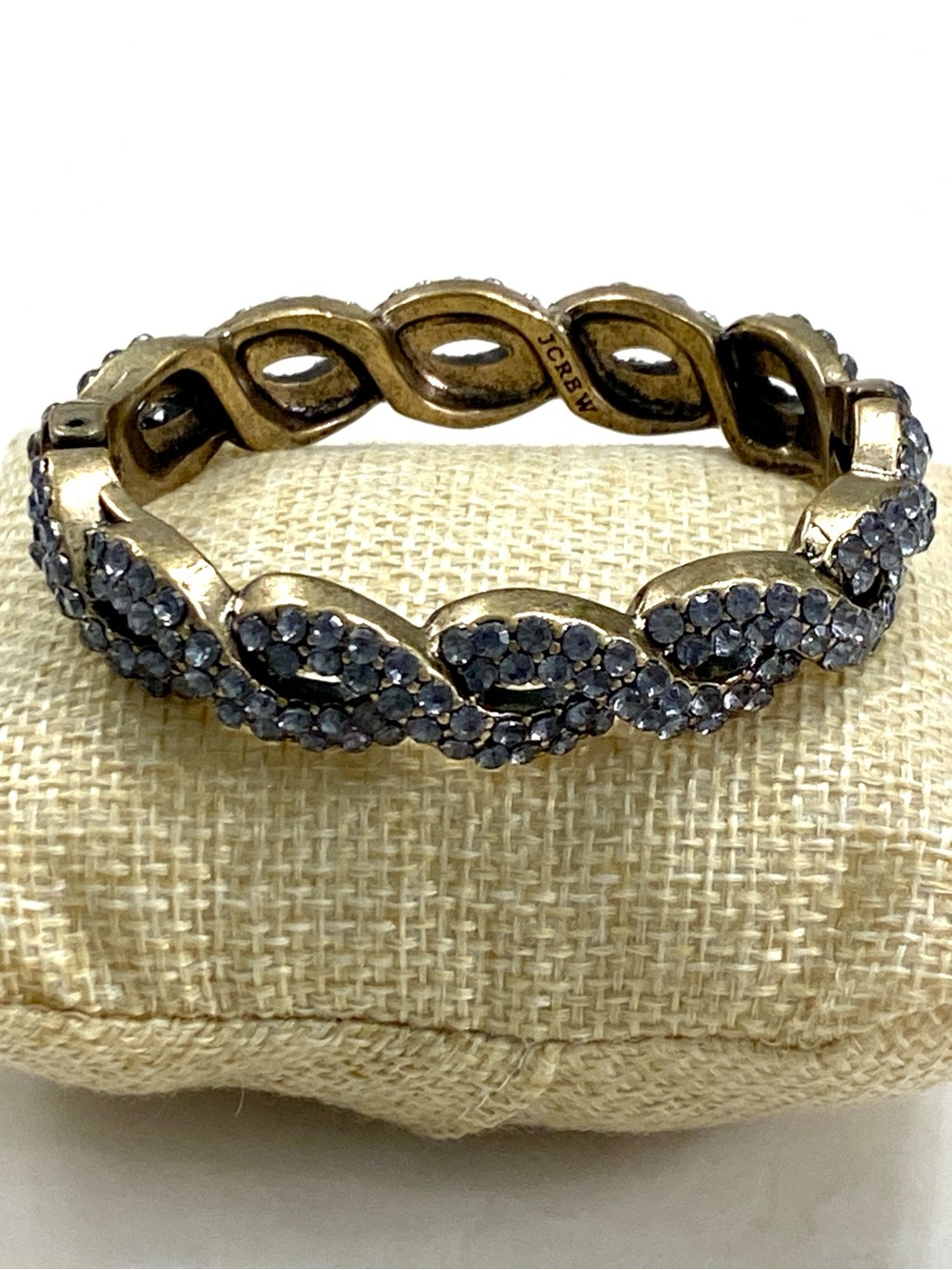 J. Crew Gold-Tone Bracelet with Gray Crystals in Linked Infinity Design Sparkle